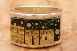 Calvin Begay Starry Night in the Pueblo Sterling Silver Navajo Ring